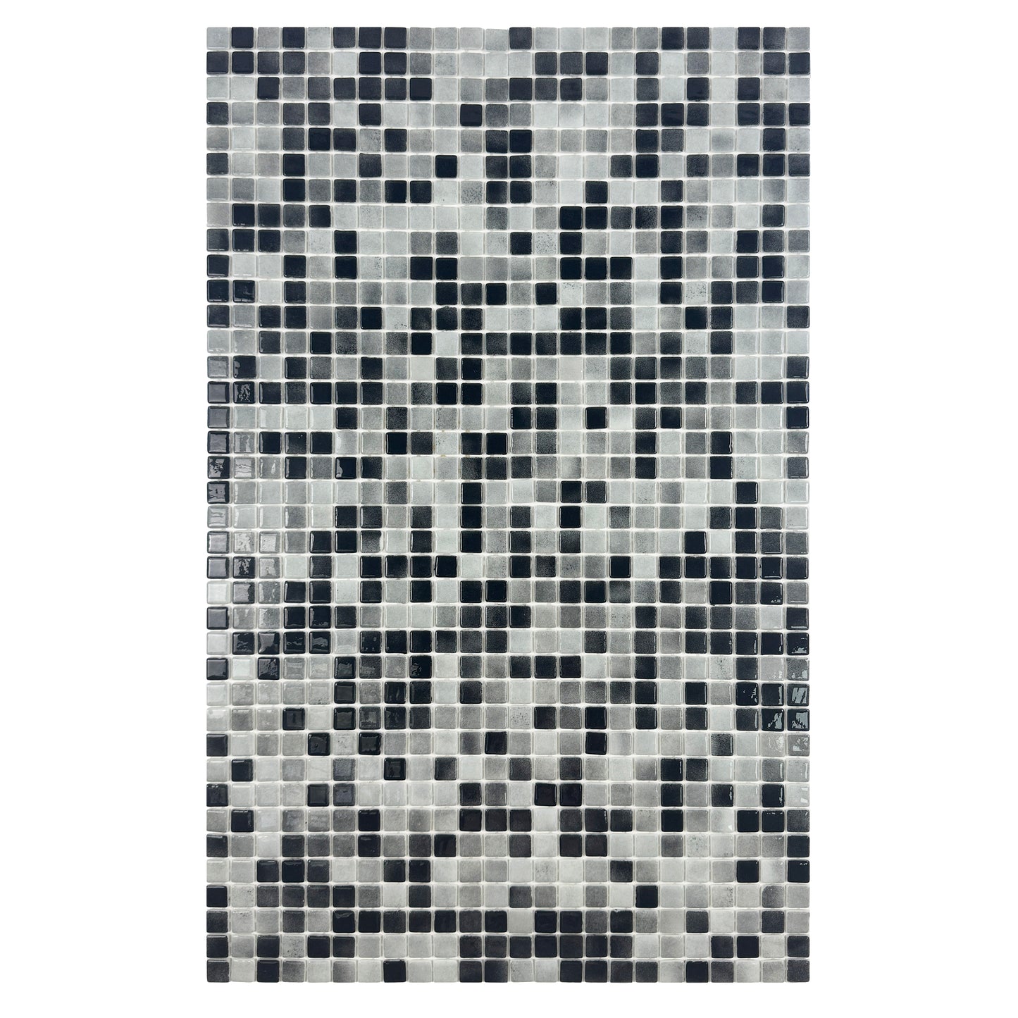 European Mosaic Series Light Grey & Black White Mixed Iridescent Recycled Glass Mosaic