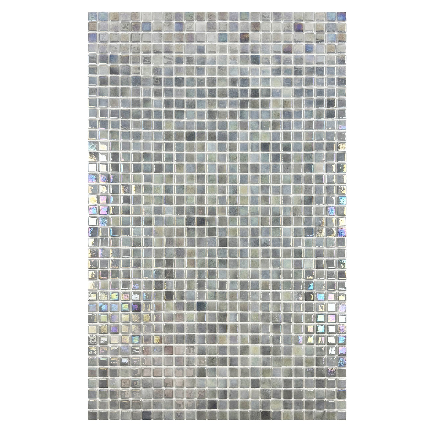European Mosaic Series Light Grey Iridescent Recycled Glass Mosaic
