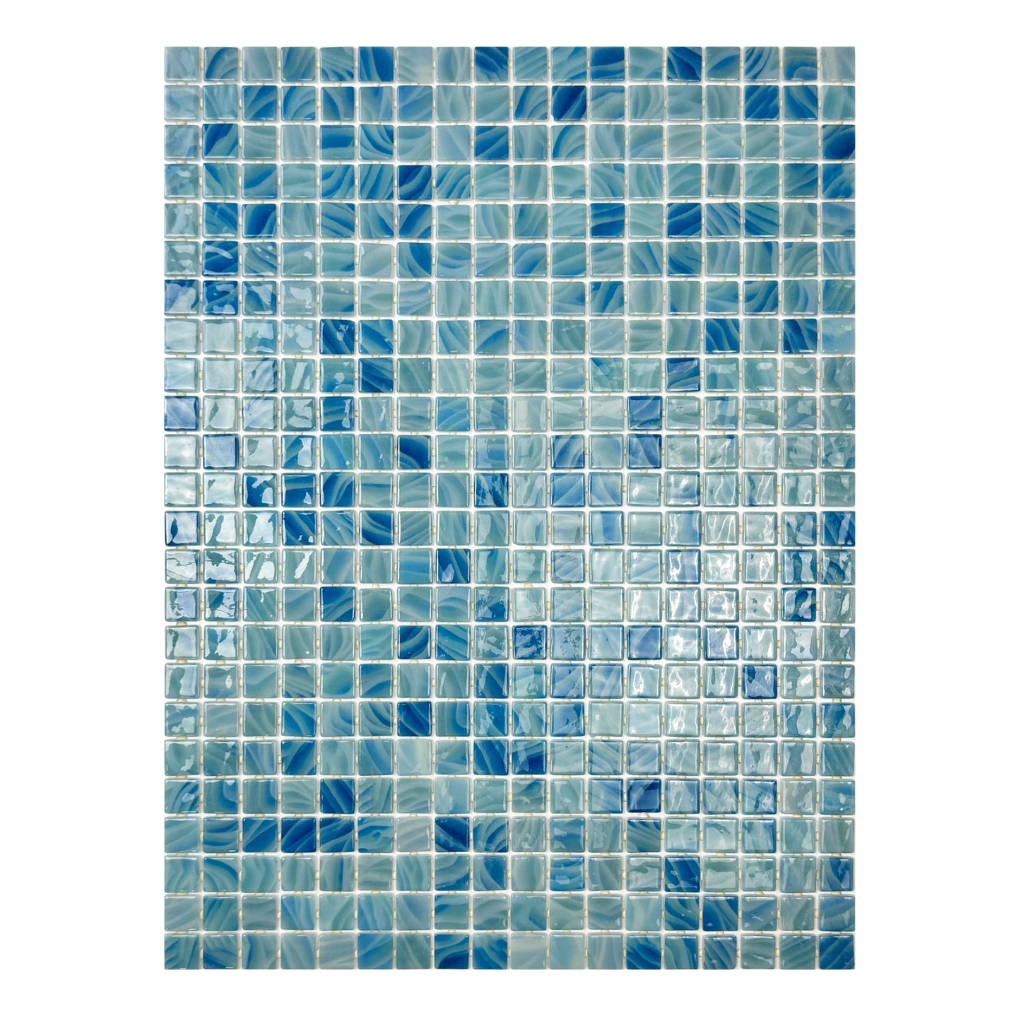 Spanish Mosaic Series Powder Blue & Teal Blue Mixed Recycled Glass Mosaic
