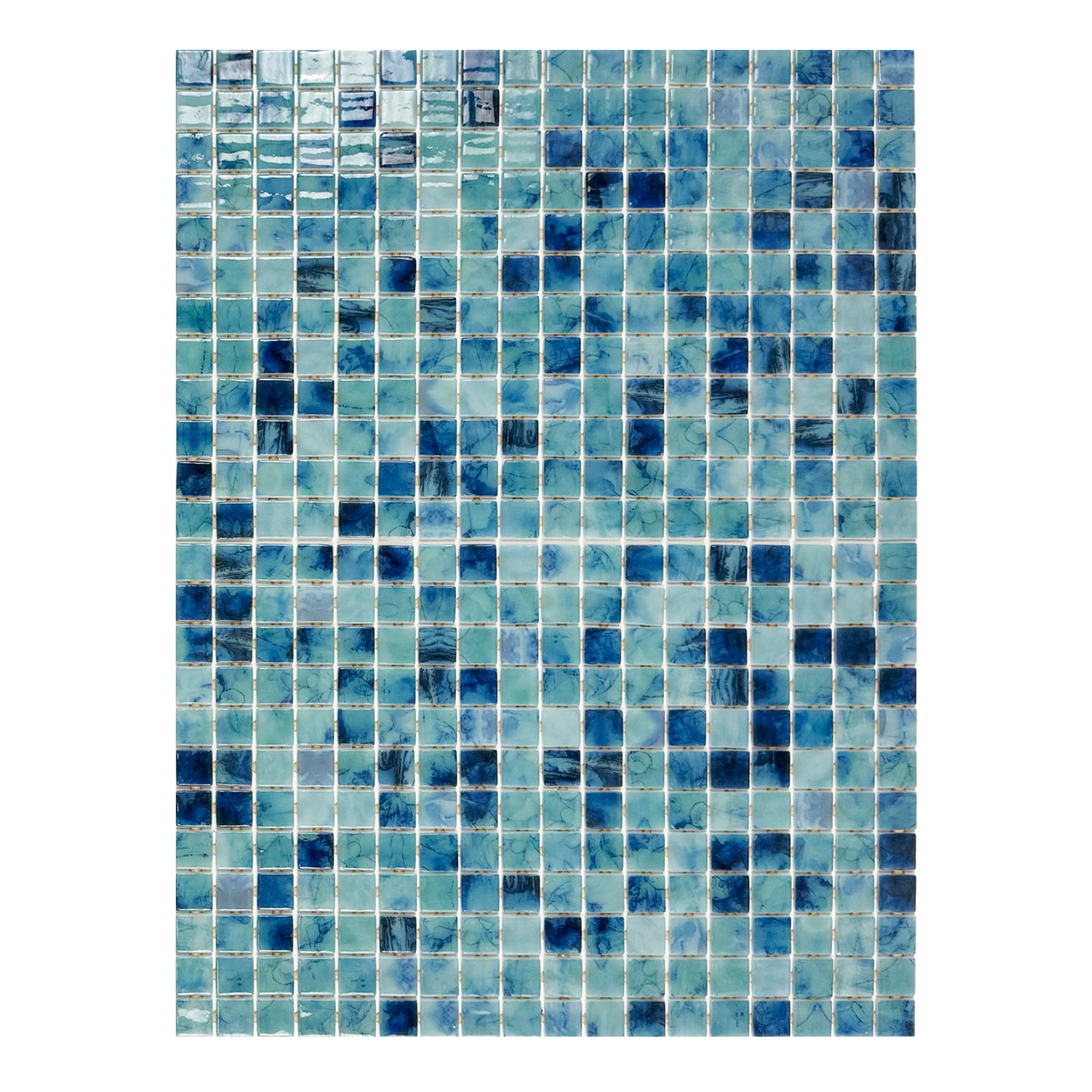 Spanish Mosaic Series Tiffany Blue & Sapphire Blue Mixed Recycled Glass Mosaic
