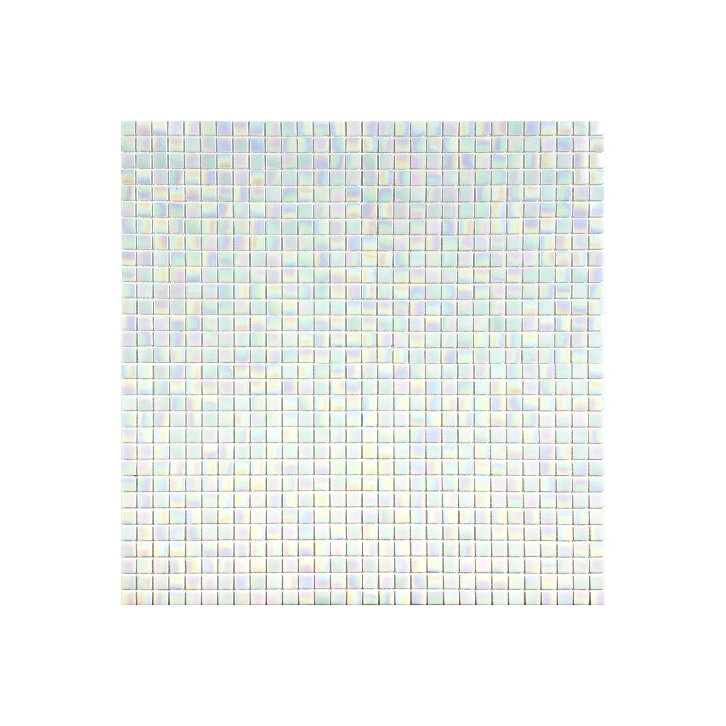 Glacial Artistry Series White Iridescent Hot Melt Glass Mosaic