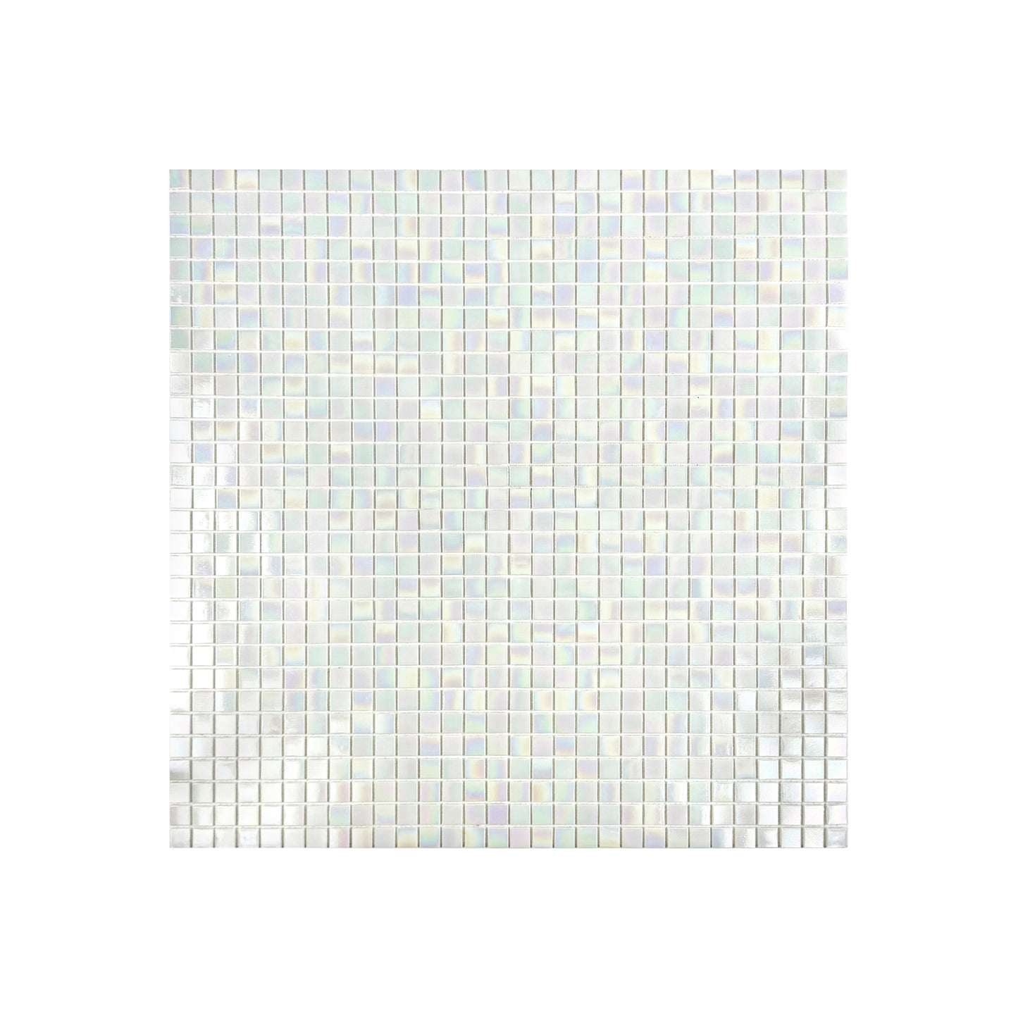 Glacial Artistry Series White Iridescent Hot Melt Glass Mosaic