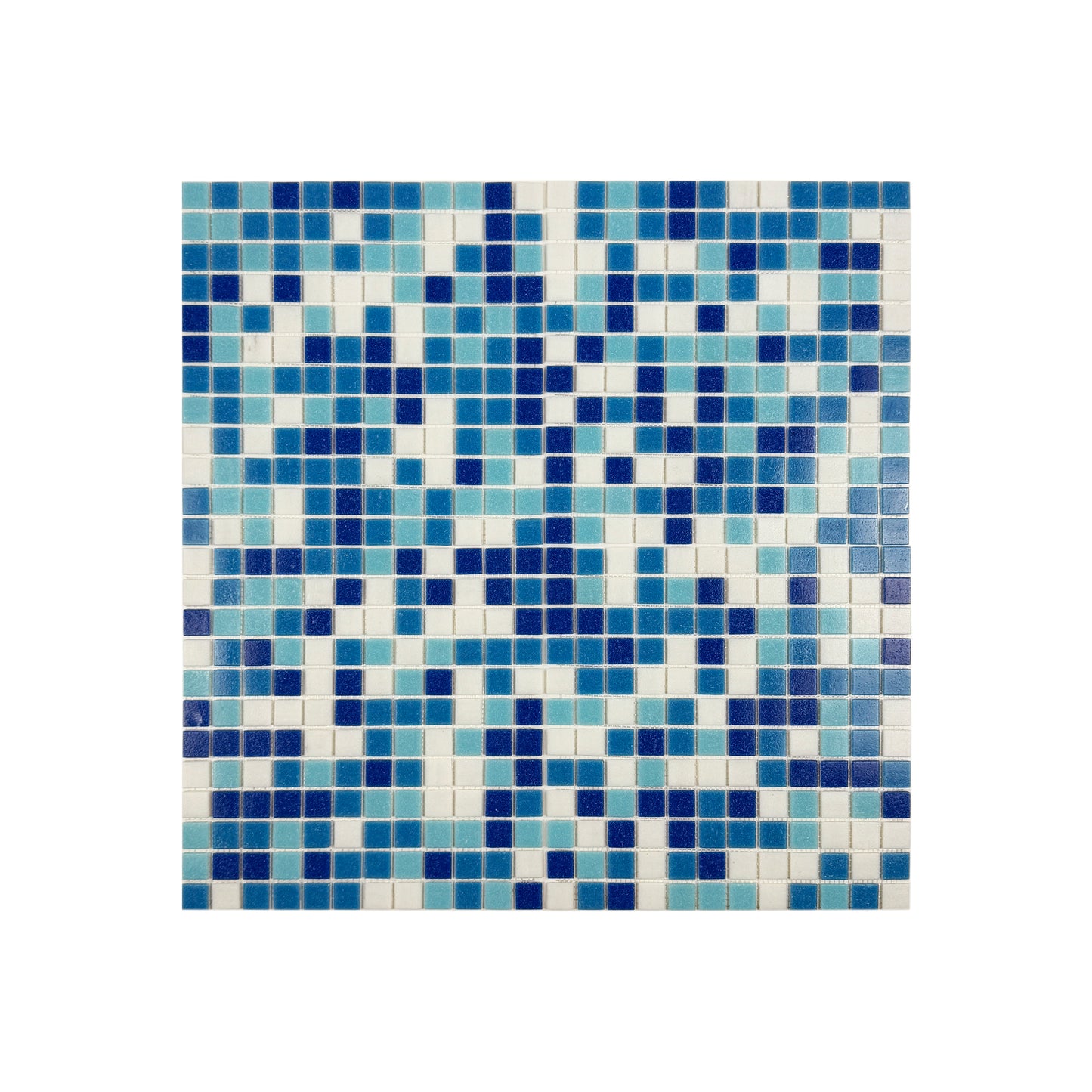 Serene Spectrum Series White & Sky Blue & French Blue & Navy Blue Mixed Hot Melt Glass Mosaic