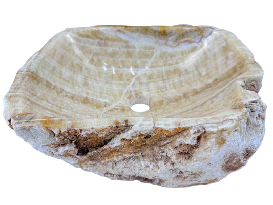 Marble Muse Yellow Onyx Big Size Natural Surface Irregular Shape Wash Basin