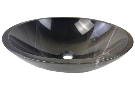 Marble Muse Black Marquina Polish Surface Round Shape Wash Basin