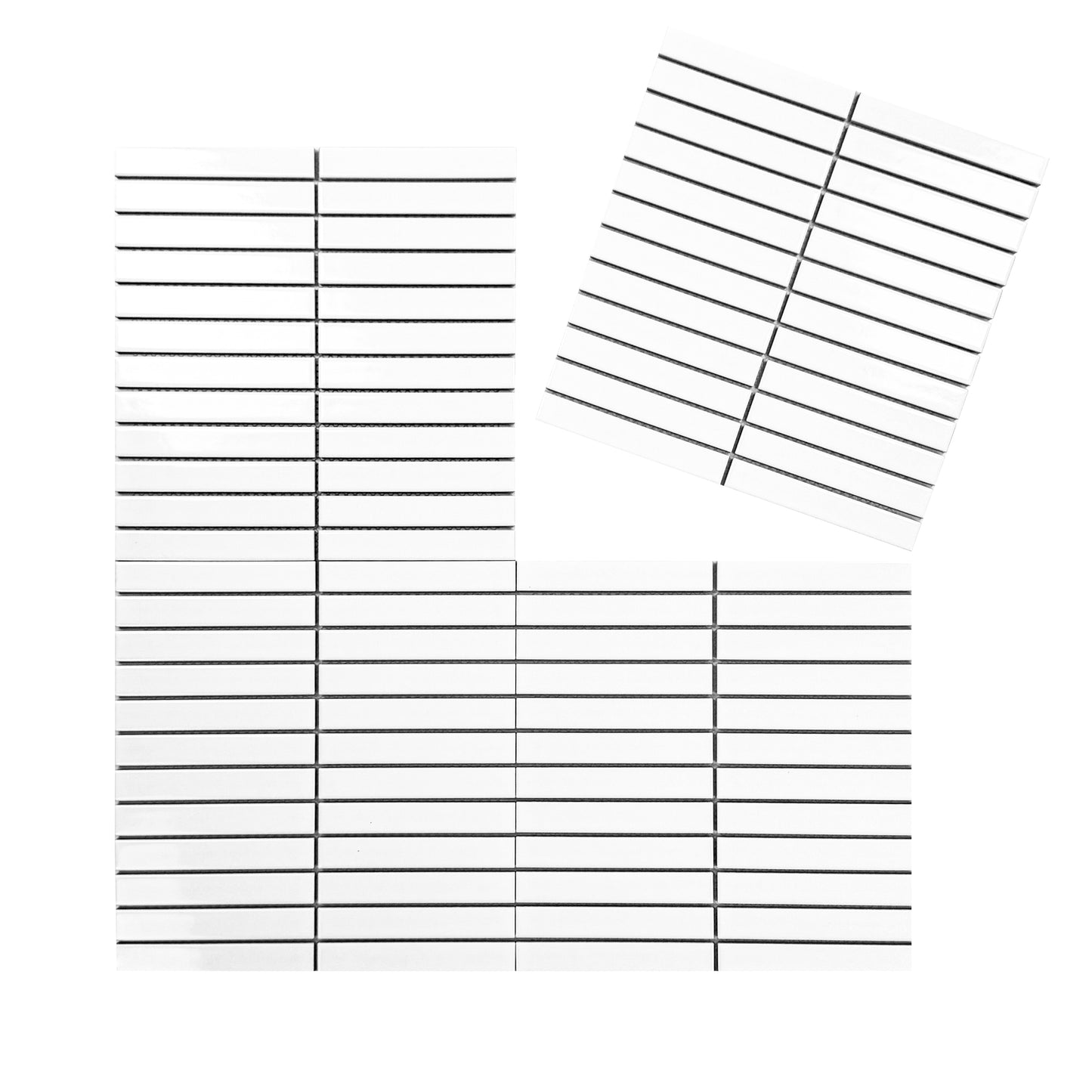 Carrara Lumina Series White Glossy Long Strip Porcelain Mosaic