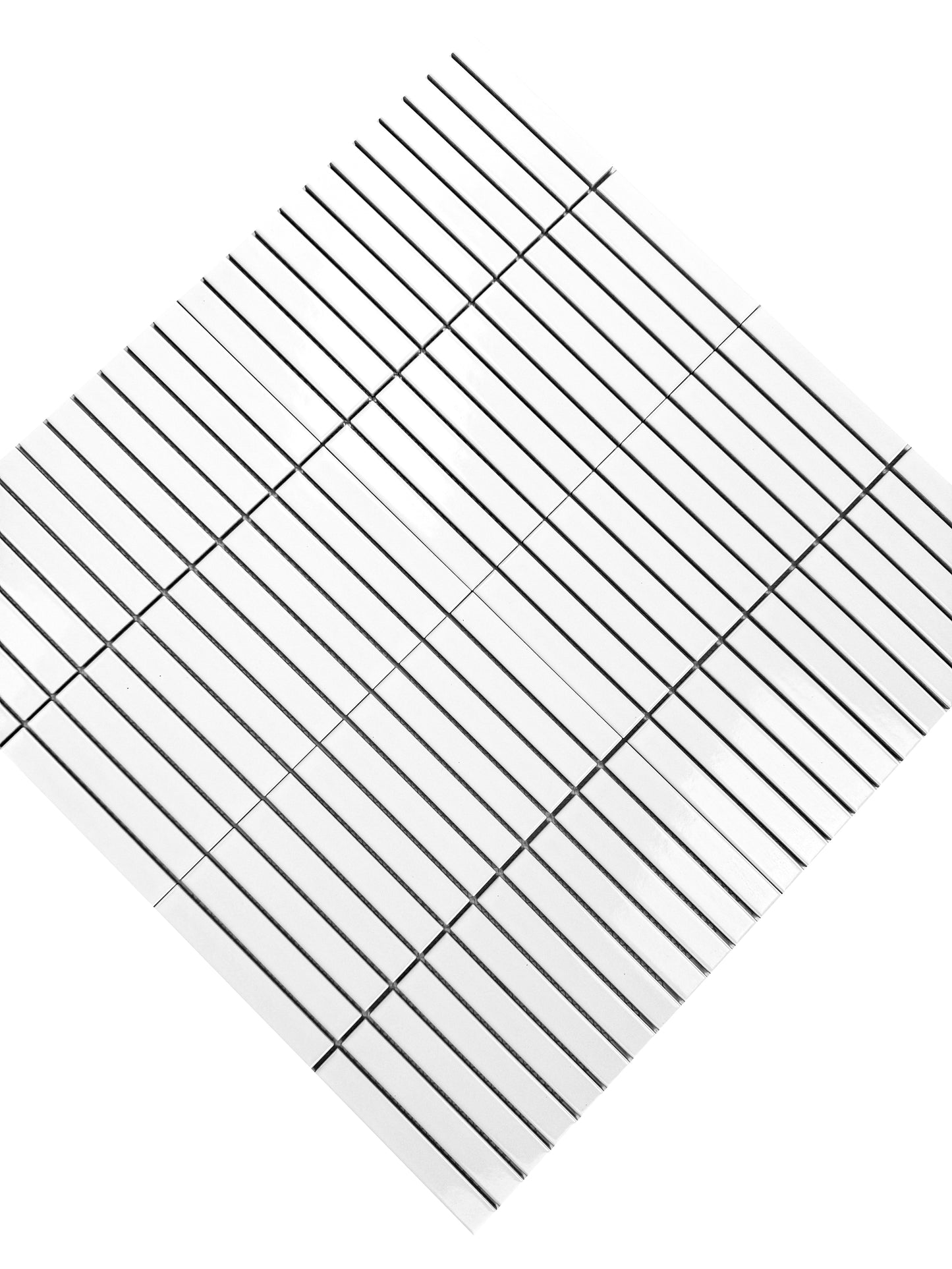 Carrara Lumina Series White Glossy Long Strip Porcelain Mosaic