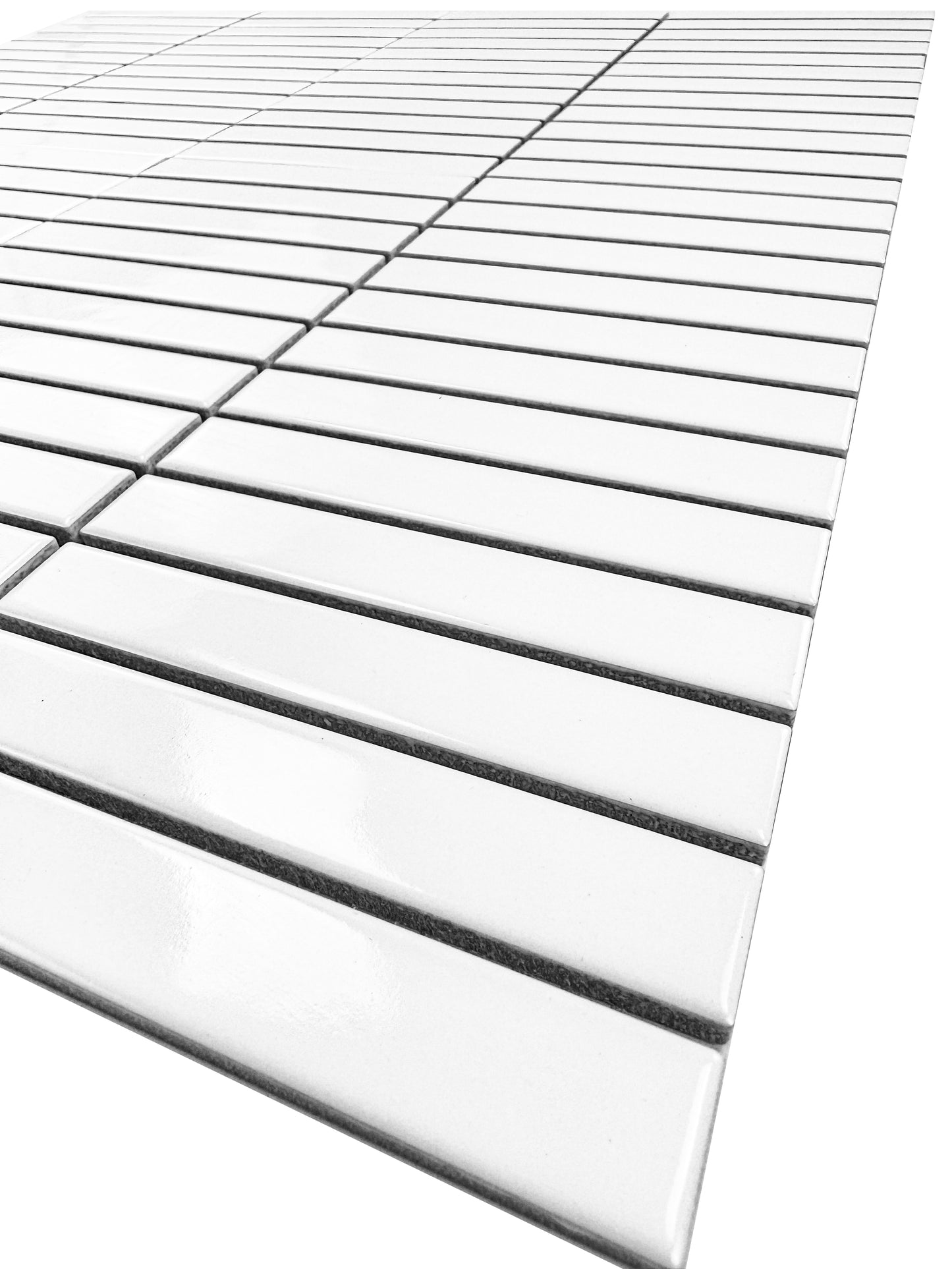 Carrara Lumina Series White Glossy Long Strip Porcelain Mosaic