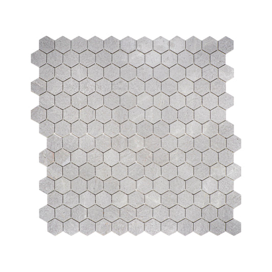White Travertine Series Kwong Sal White Travertine  Honed  Hexagon Marble Mosaic
