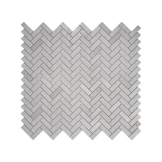 White Travertine Series Kwong Sal White Travertine  Honed Herringbone Marble Mosaic