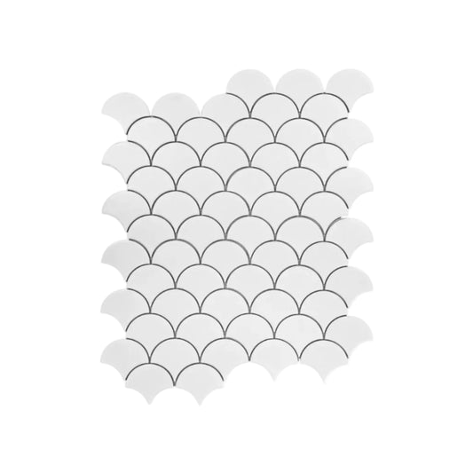 Verona Grace Series Off White Matt Fan Shape Porcelain Mosaic