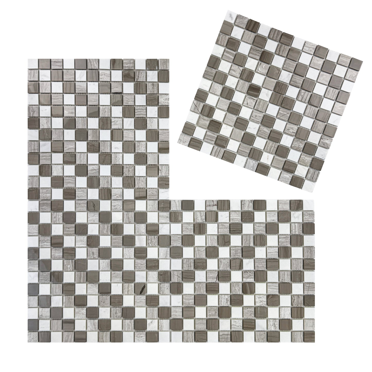 Wood Vein Mix White Polished Regular Pattern Mosaic