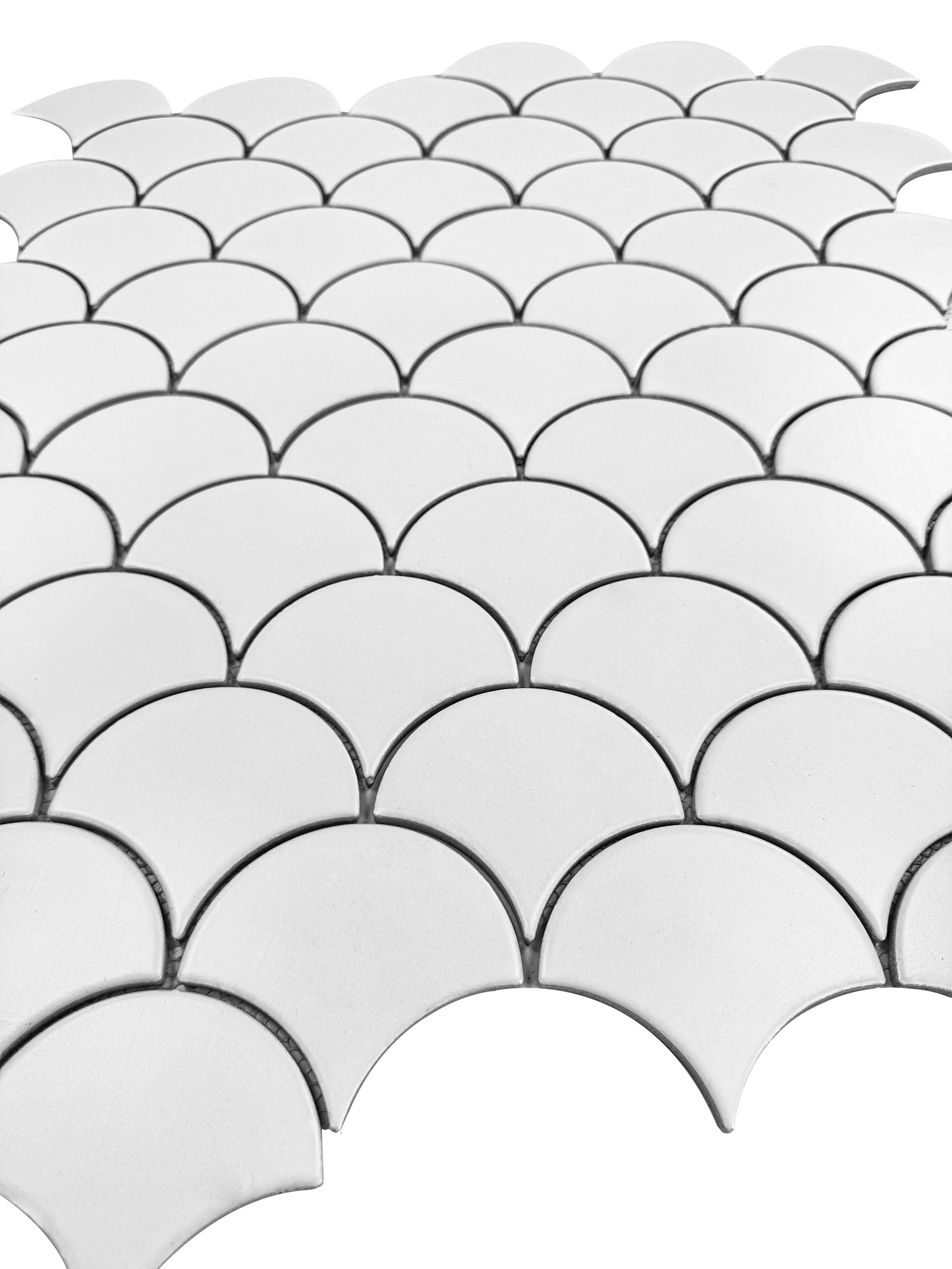 Verona Grace Series Off White Matt Fan Shape Porcelain Mosaic