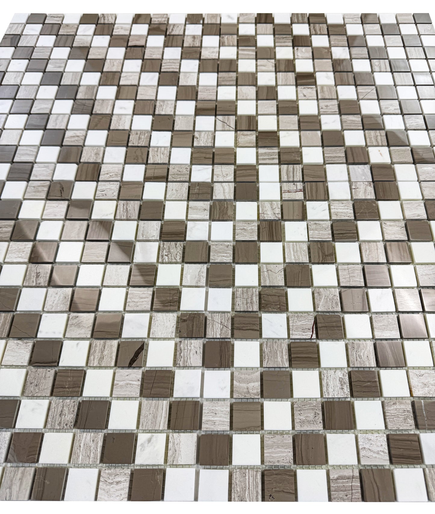Wood Vein Mix White Polished Regular Pattern Mosaic