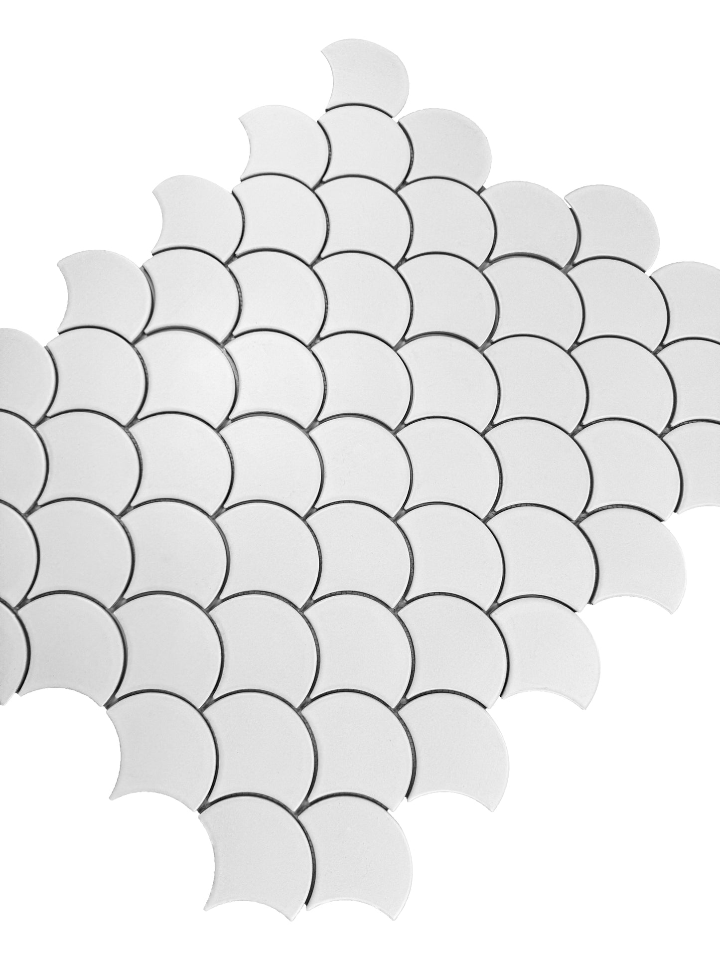 Verona Grace Series Off White Matt Fan Shape Porcelain Mosaic