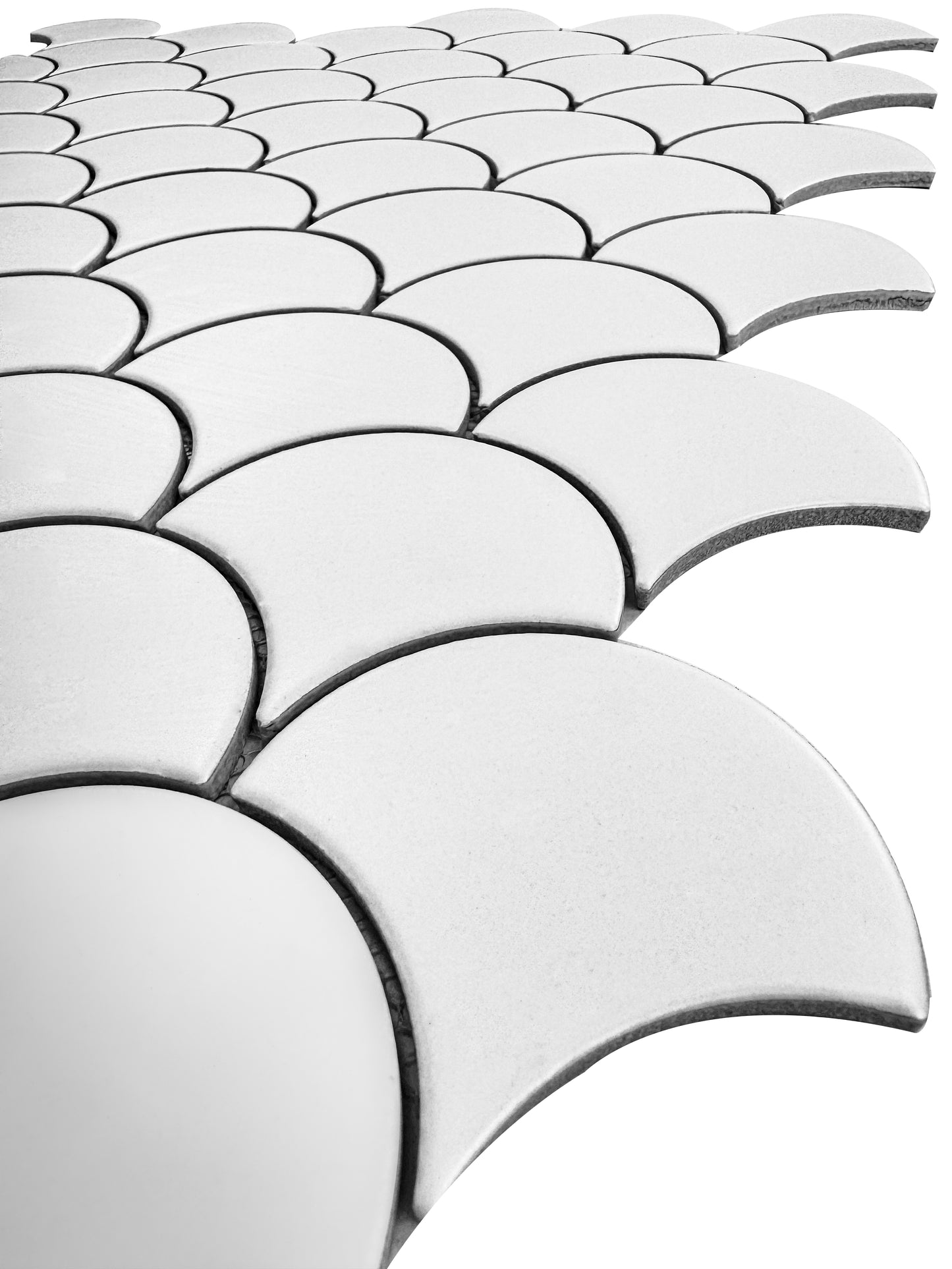Verona Grace Series Off White Matt Fan Shape Porcelain Mosaic