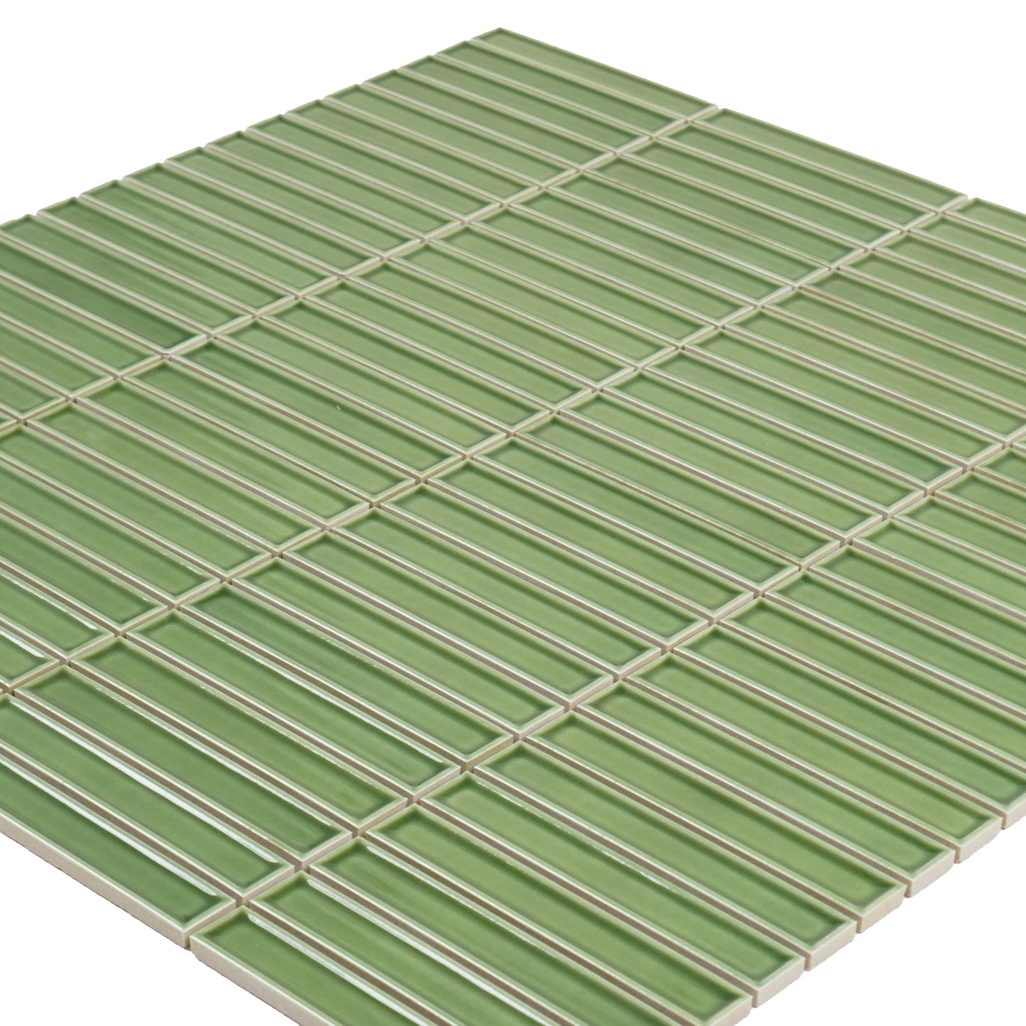 Aurora Strips Series Saga Green Long Strip  Glazed Porcelain Mosaic