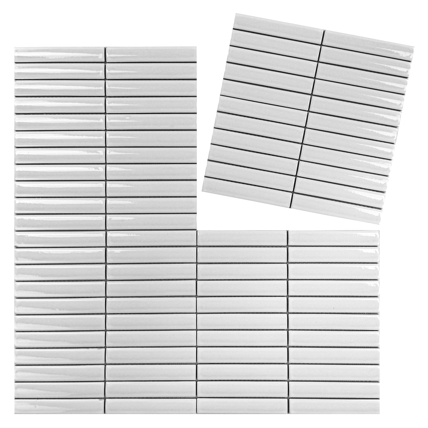 Aurora Strips Series Parchment Beige Glossy Long Strip  Glazed Porcelain Mosaic