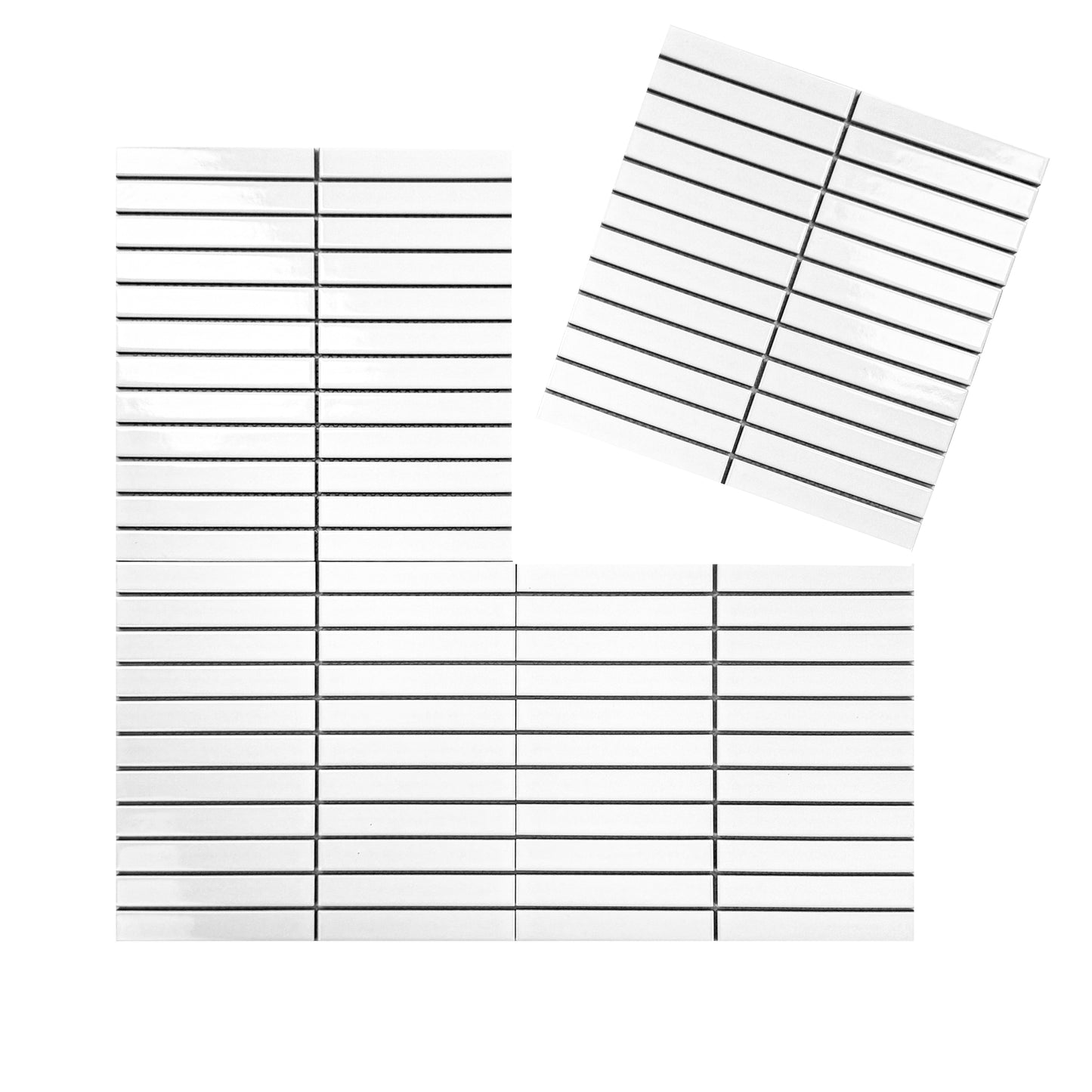 Carrara Lumina Series Pure white matt long strip mosaic