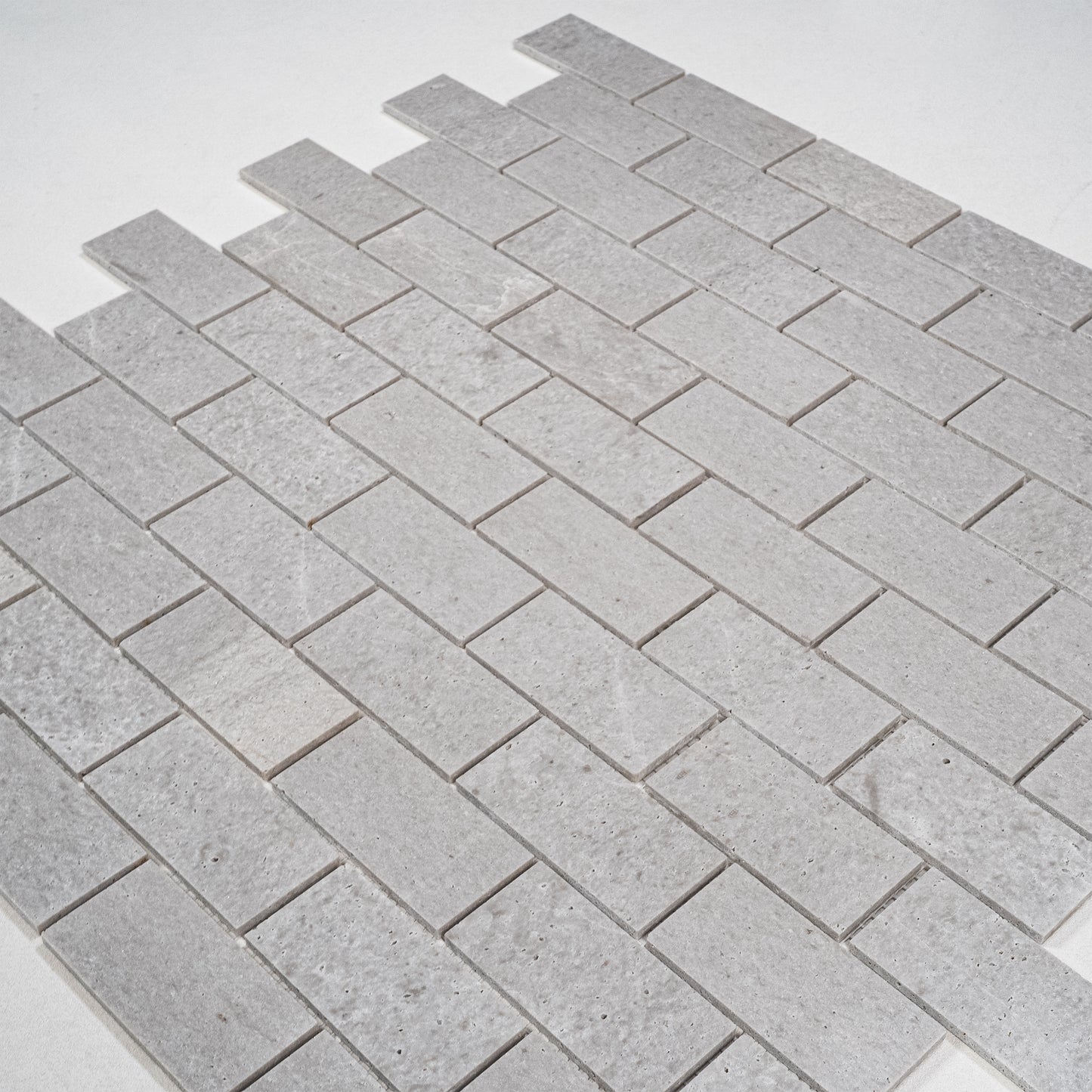 White Travertine Series Kwong Sal White Travertine  Honed Brick Pattern Marble Mosaic