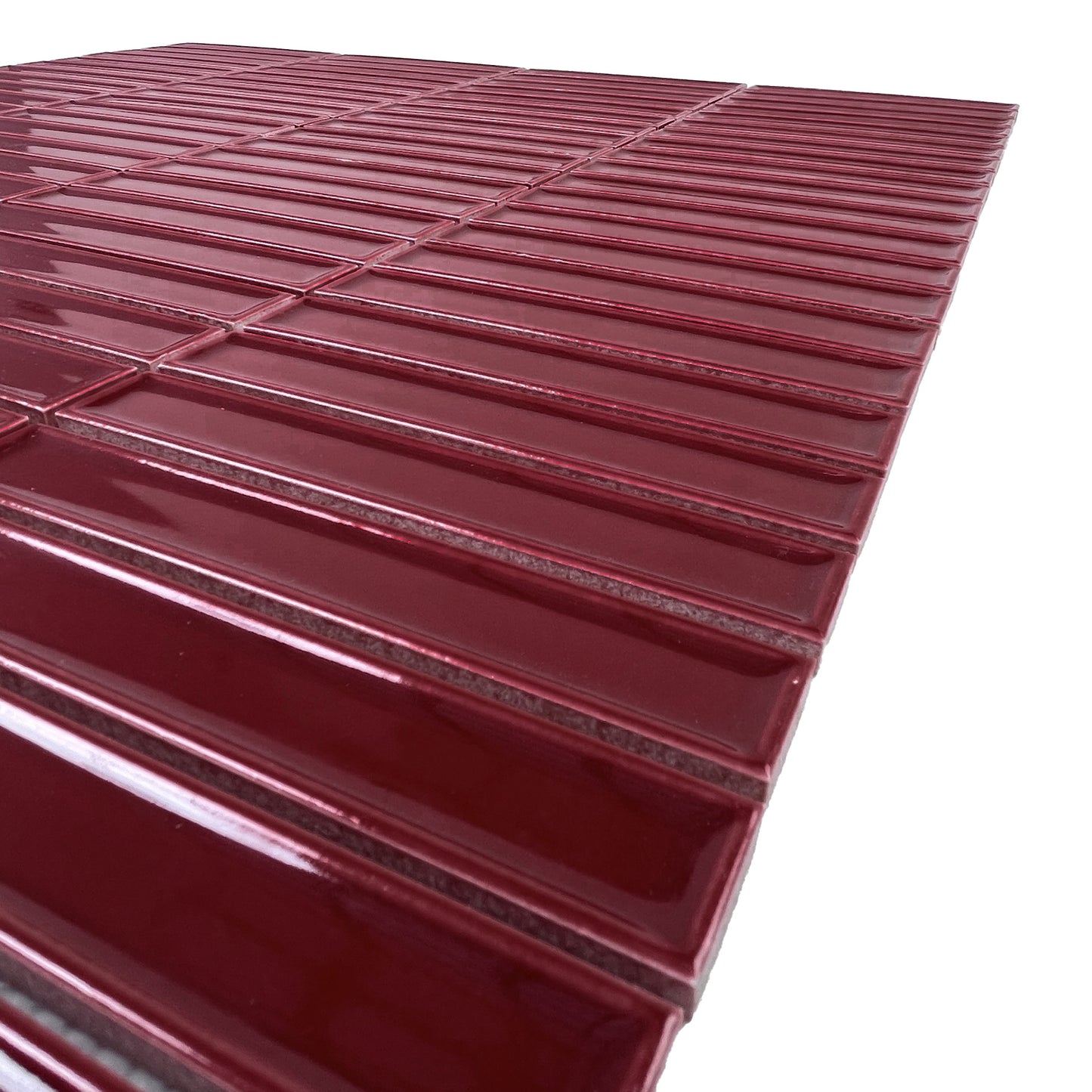 Aurora Strips Series Pecan Brown Long Strip  Glazed Porcelain Mosaic