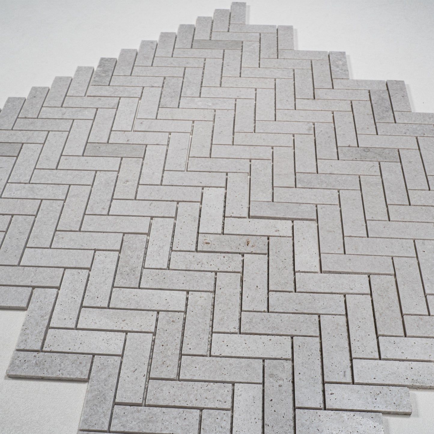 White Travertine Series Kwong Sal White Travertine  Honed Herringbone Marble Mosaic