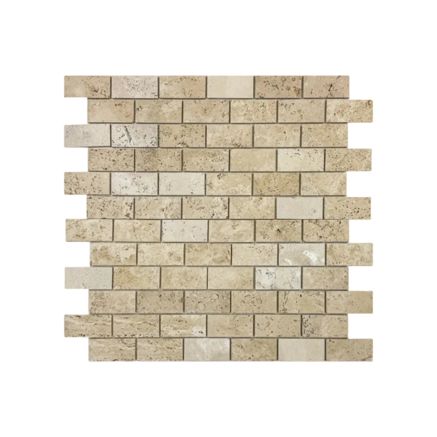 Savoy Prestige Series Light Beige  Honed Brickwork Pattern Rectangle Travertine Marble Mosaic