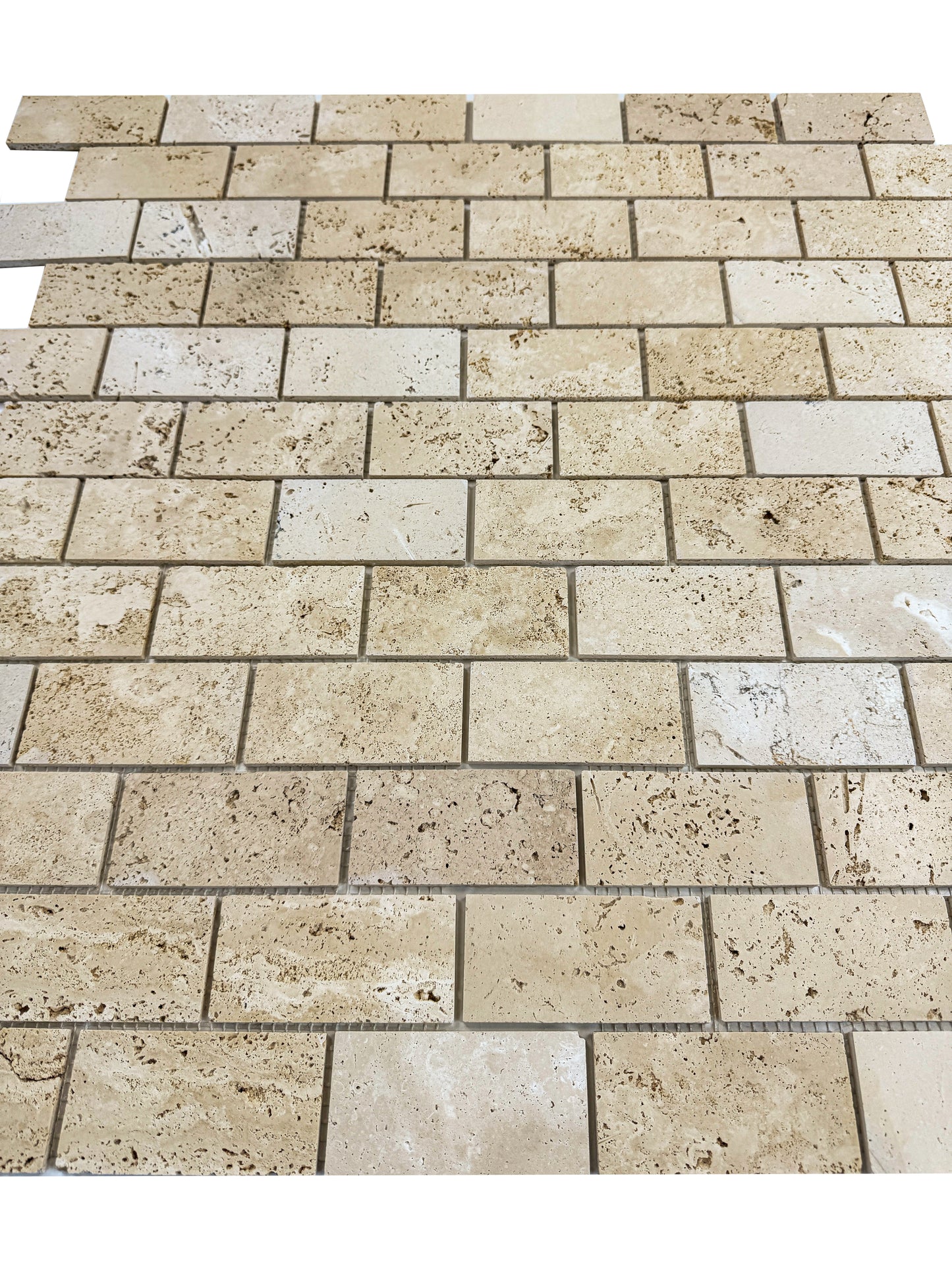 Savoy Prestige Series Light Beige  Honed Brickwork Pattern Rectangle Travertine Marble Mosaic