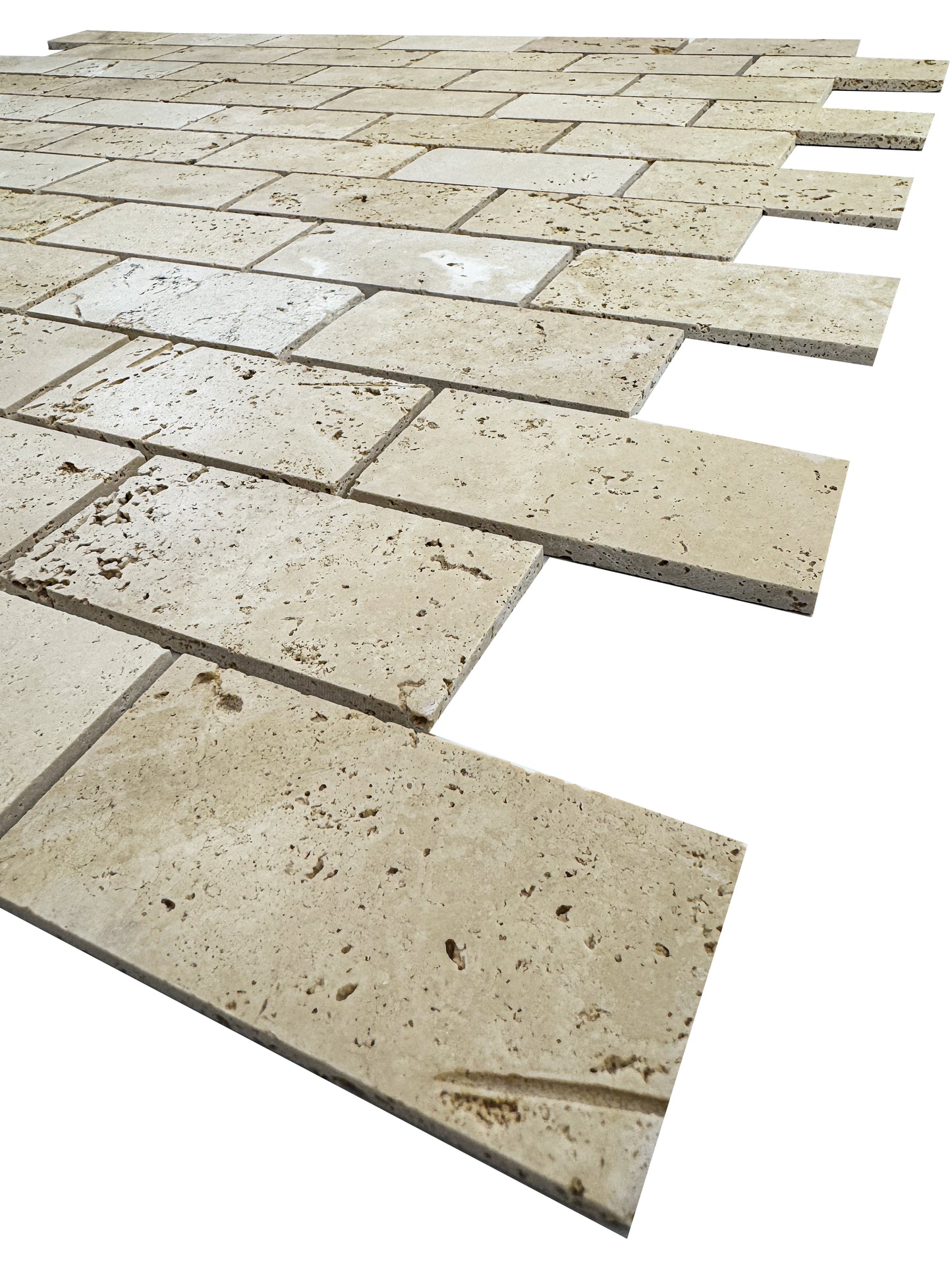 Savoy Prestige Series Light Beige  Honed Brickwork Pattern Rectangle Travertine Marble Mosaic