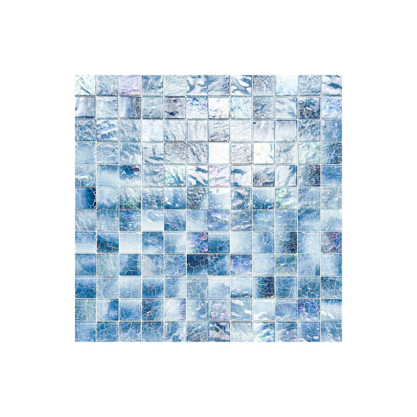 Marble Mirage Series Shadow Grey & Stone Blue Marble Texture Glossy Recycled Glass Mosaic