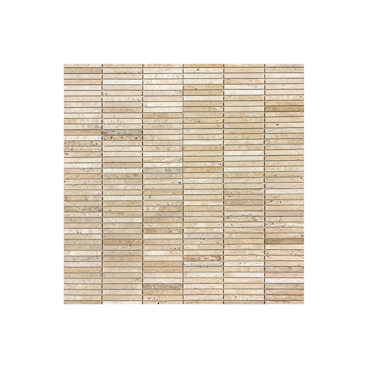 Beige Travertine Series Light Beige Honed Slim Strip Rectangle Marble Mosaic
