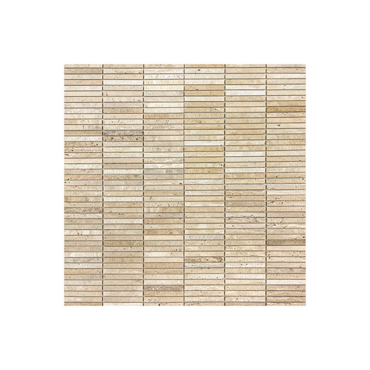 Beige Travertine Series Light Beige Honed Slim Strip Rectangle Marble Mosaic