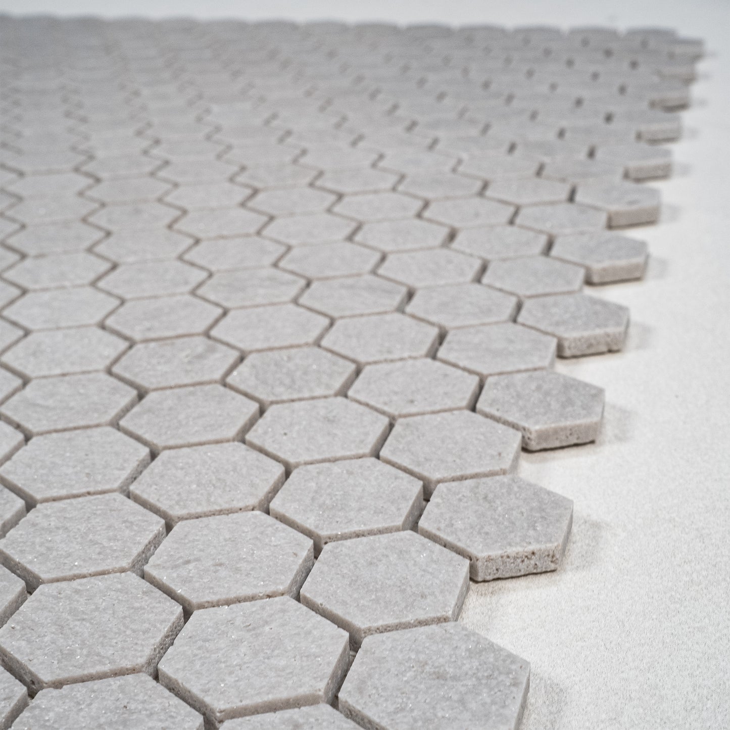White Travertine Series Kwong Sal White Travertine  Honed  Hexagon Marble Mosaic