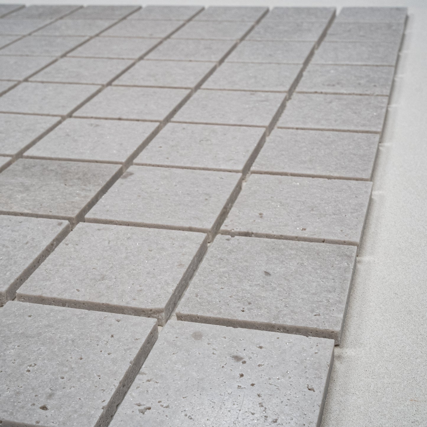 White Travertine Series Kwong Sal White Travertine  Honed Square Marble Mosaic