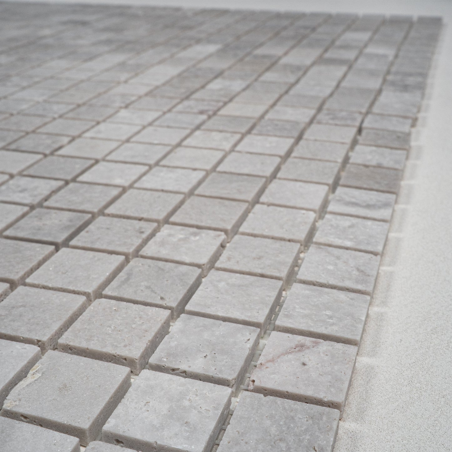 White Travertine Series Kwong Sal White Travertine  Honed Square Marble Mosaic