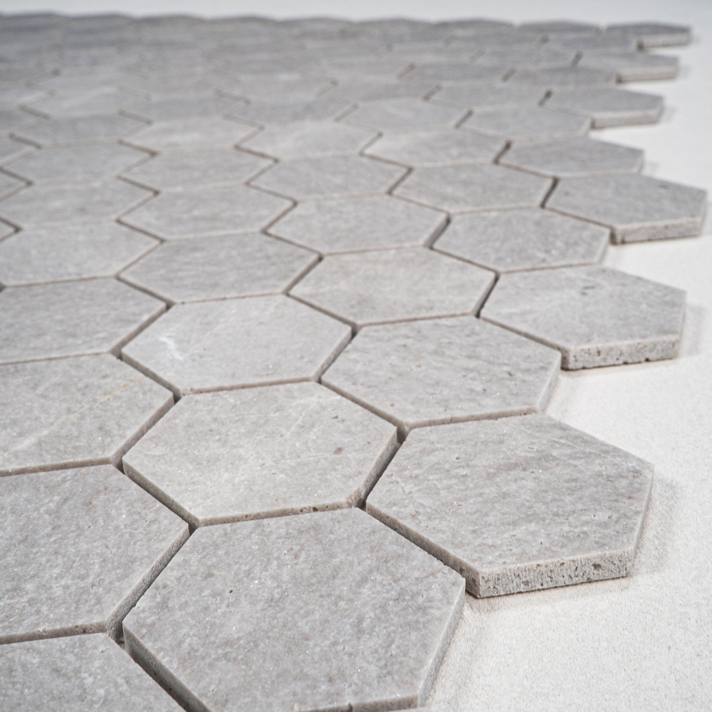 White Travertine Series Kwong Sal White Travertine  Honed  Hexagon Marble Mosaic