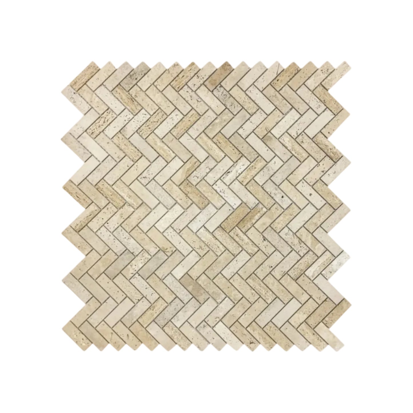 Savoy Prestige Series Light Beige  Honed Herringbone Travertine Marble Mosaic