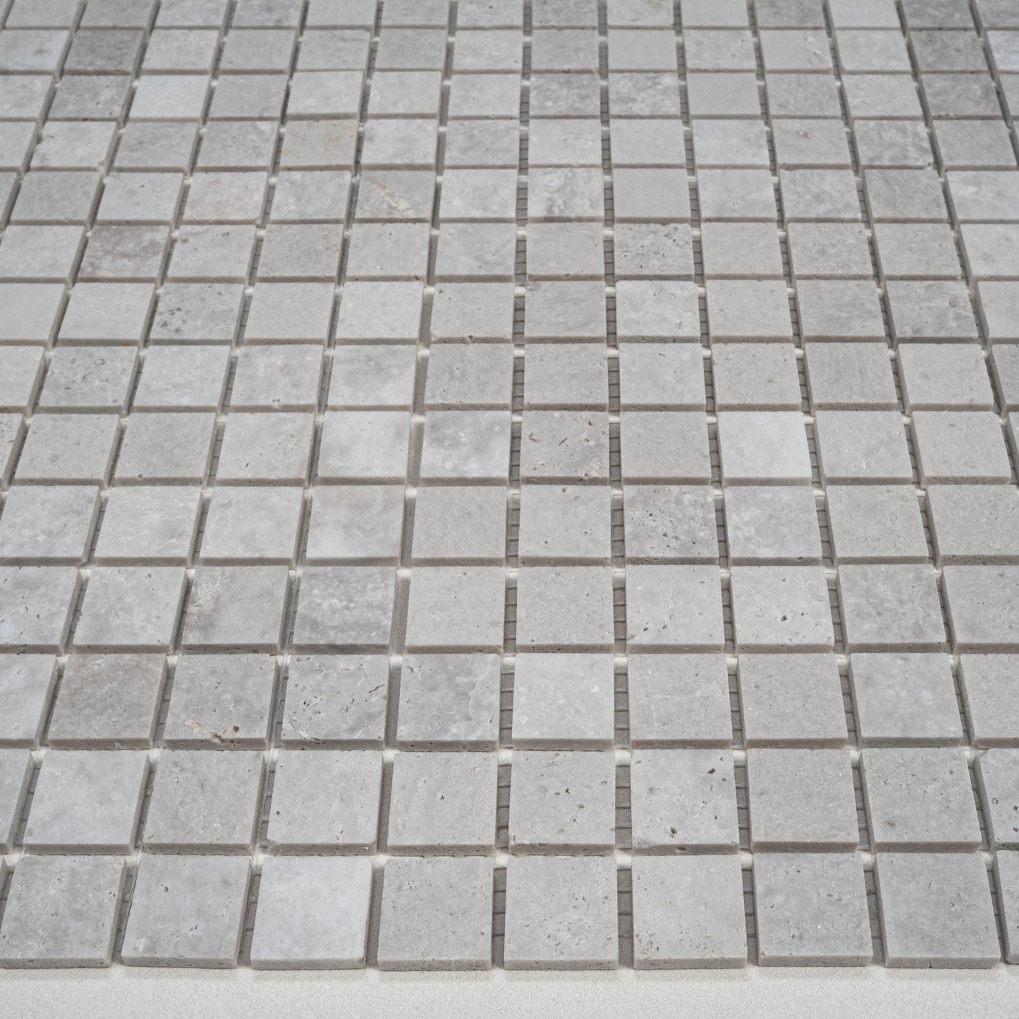 White Travertine Series Kwong Sal White Travertine  Honed Square Marble Mosaic