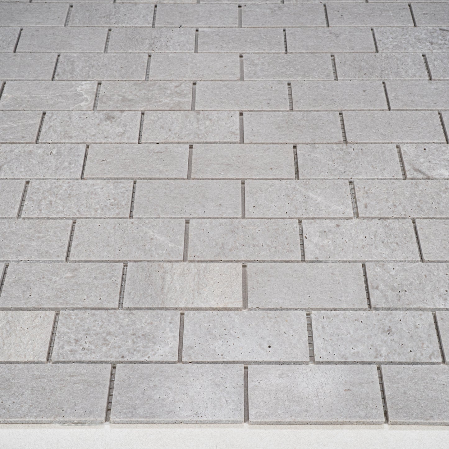 White Travertine Series Kwong Sal White Travertine  Honed Brick Pattern Marble Mosaic