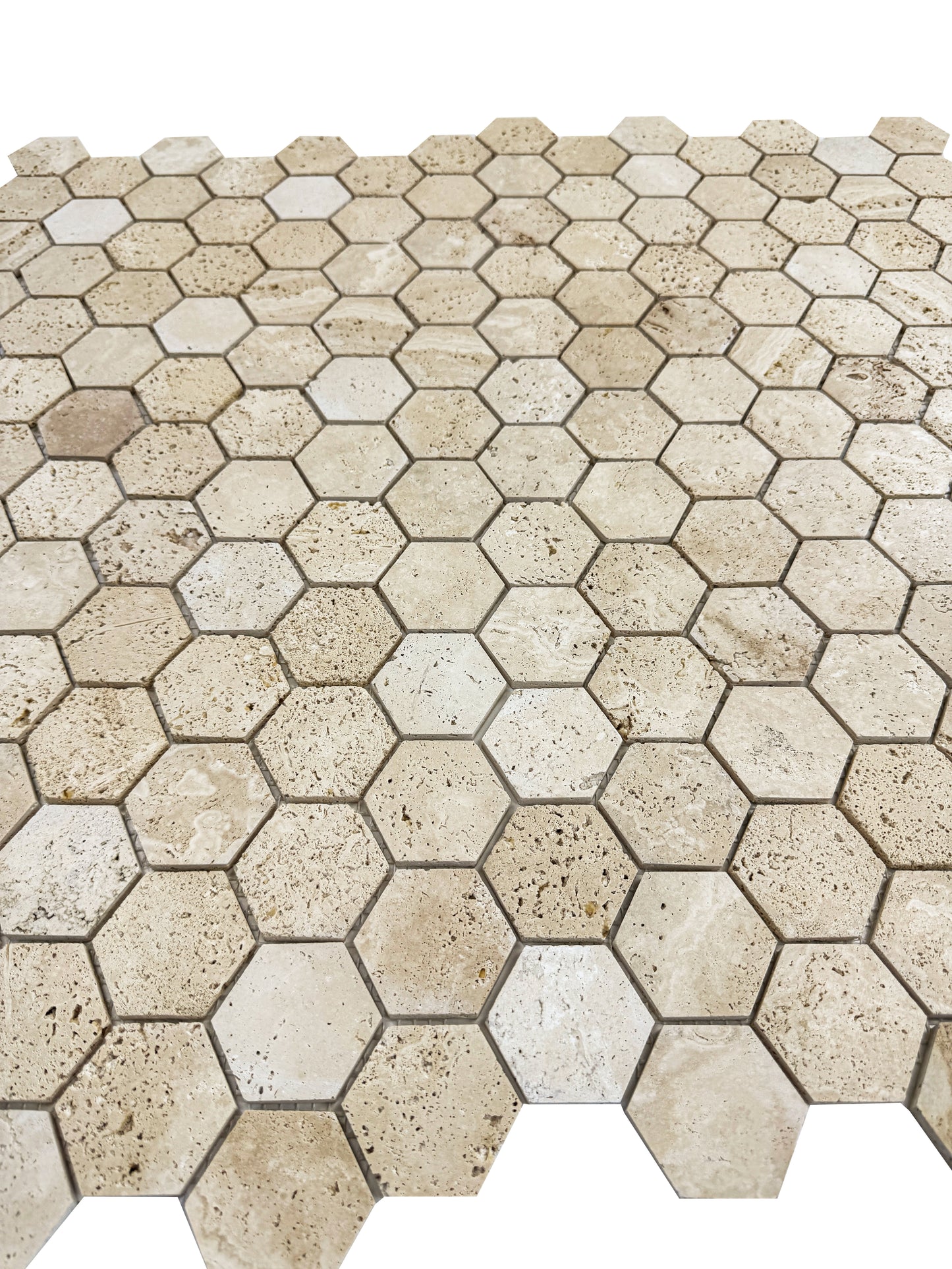 Versace Luxury Series Light Beige  Honed Hexagon Travertine Marble Mosaic