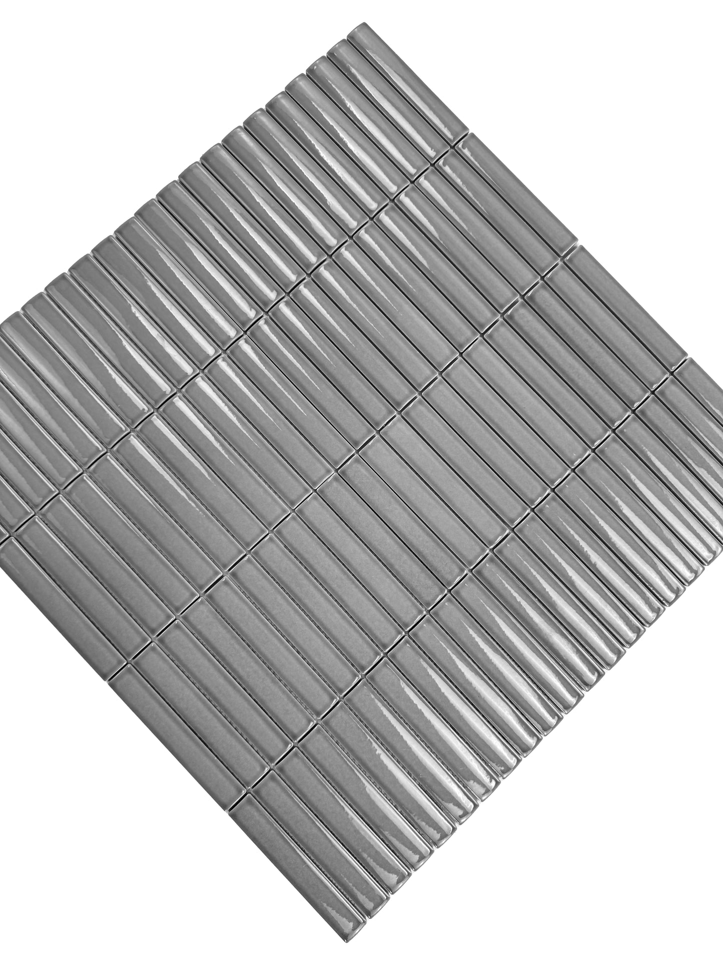 Aurora Strips Series Cloud Grey Glossy Long Strip  Glazed Porcelain Mosaic