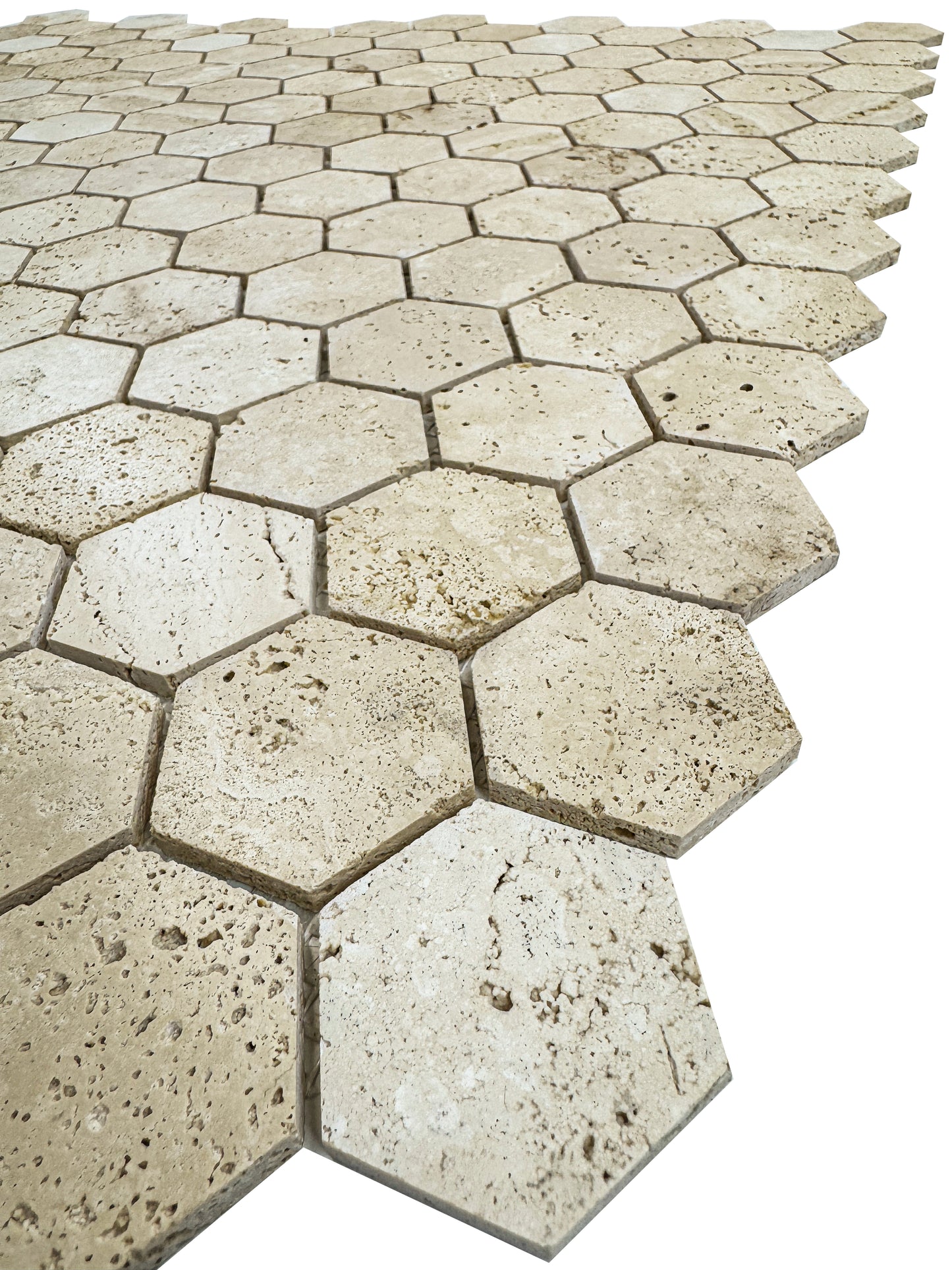 Versace Luxury Series Light Beige  Honed Hexagon Travertine Marble Mosaic