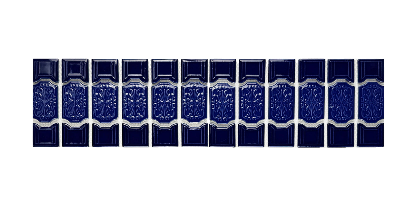 Fina Standard Pool Tile Series Dark Blue  Classic Pattern  Porcelain Border