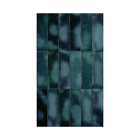Blue Glossy Glazed Ceramic Artisanal Tile