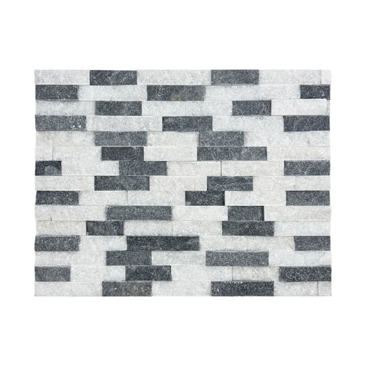 Starlit Quartz  Crystal White & Black Split Marble Wall Cladding