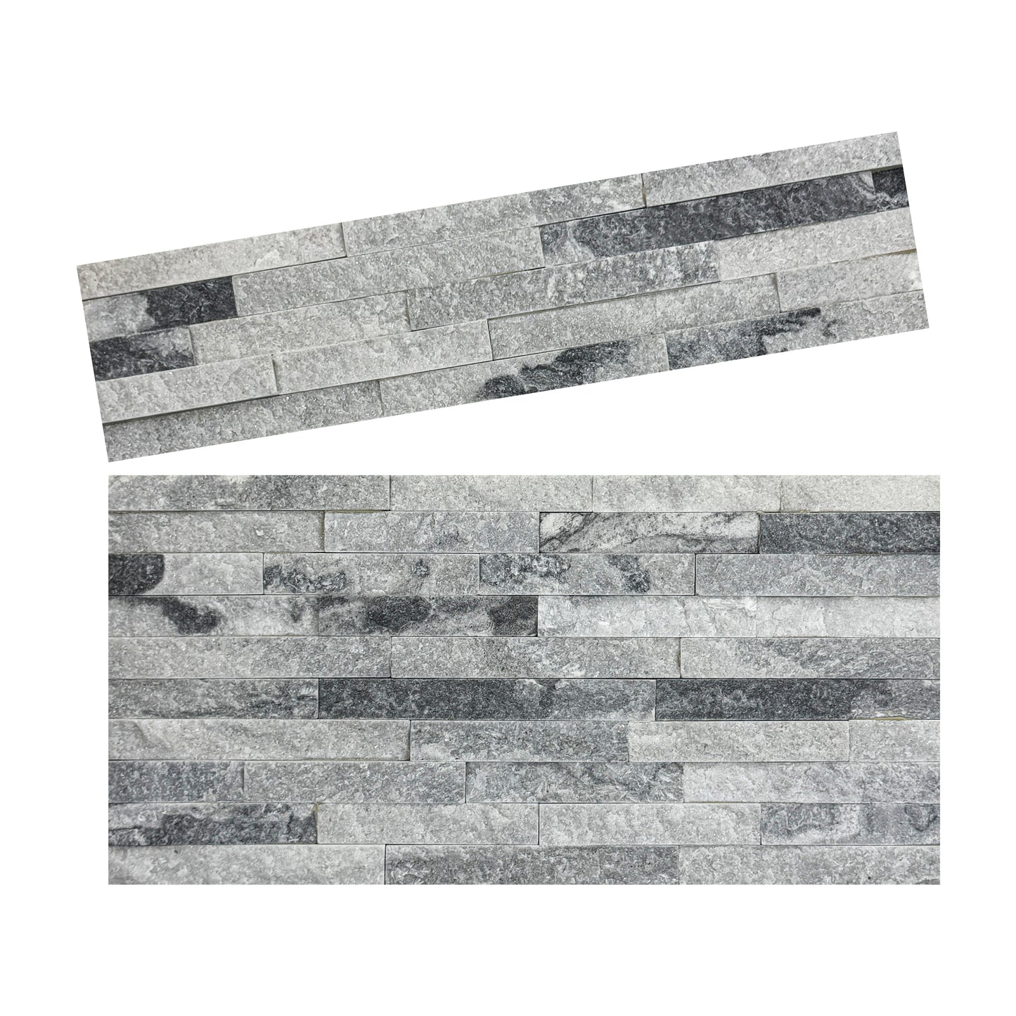 Starlit Quartz White & Pewter Grey Split Marble Wall Cladding