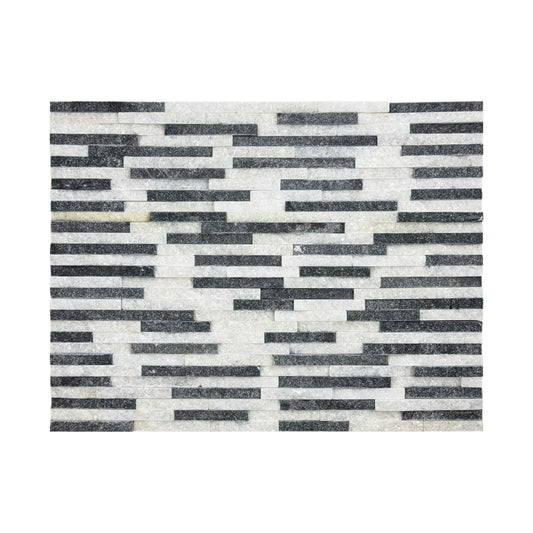Twilight Stream Series Crystal White & Black Mixed Split Marble Wall Cladding