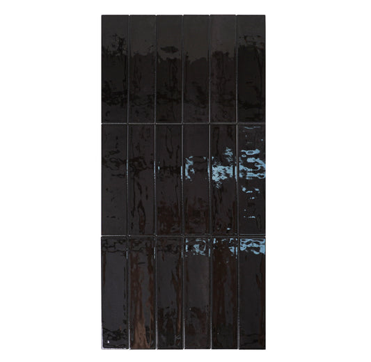 Pitch Black Glossy Porcelain Atisanal Tile