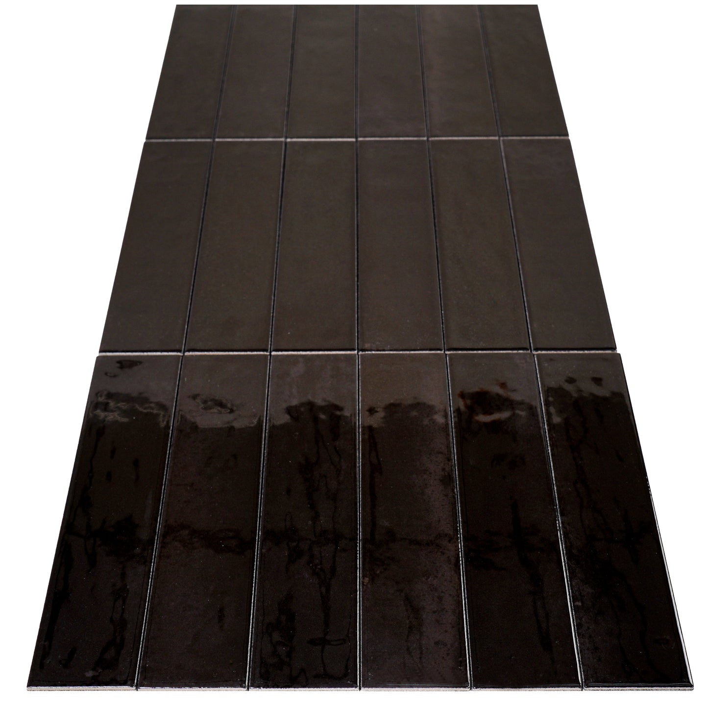Pitch Black Glossy Porcelain Atisanal Tile