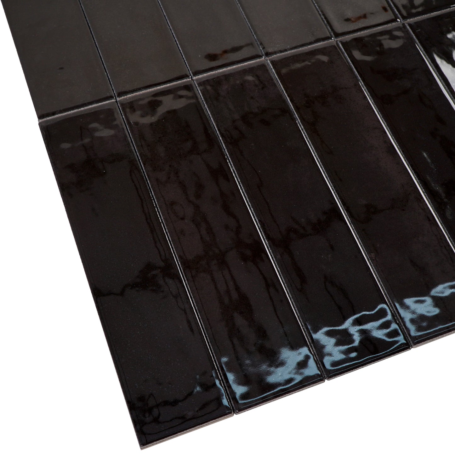 Pitch Black Glossy Porcelain Atisanal Tile